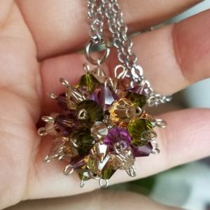 Swarovski Elements Beaded Crystal Ball Long Necklace NWT